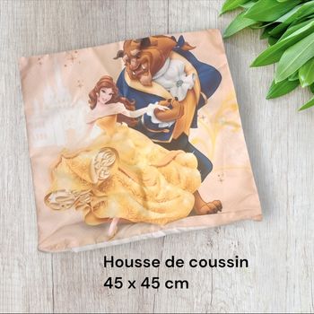 Housse de coussin   la belle et la bete  disney