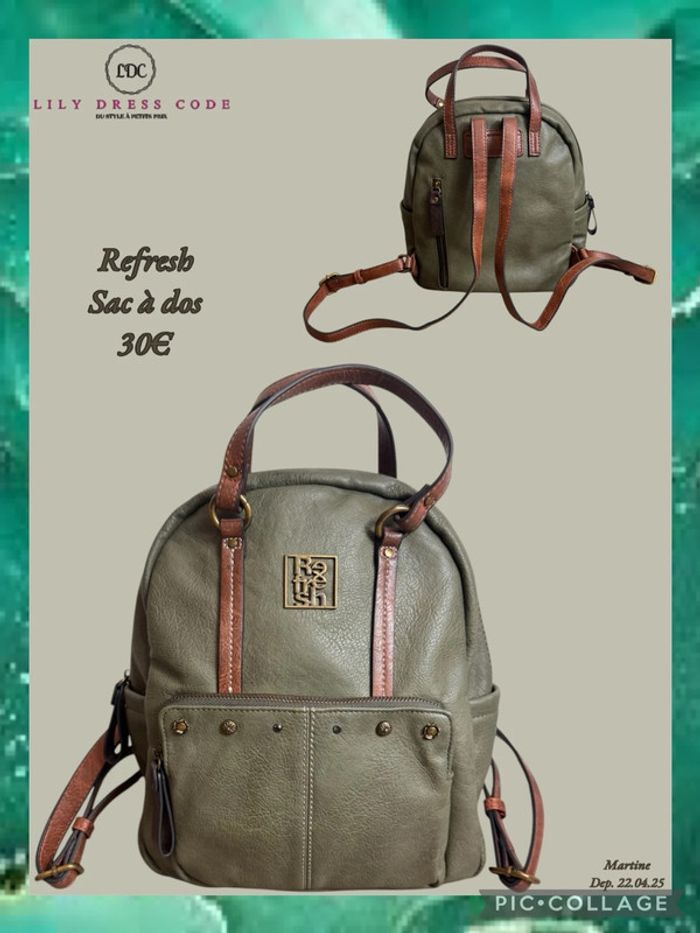 💚Sac à dos kaki et camel en simili cuir – Refresh NEw 💚