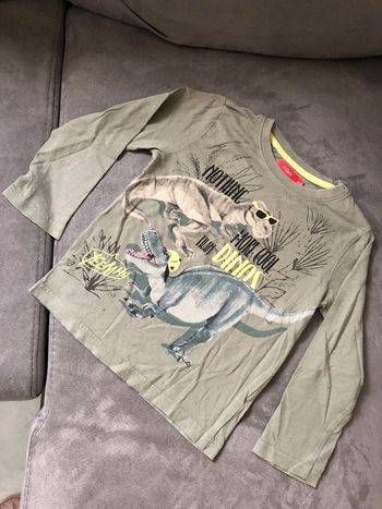 Tee shirt motif dinosaure kaki