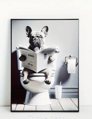 Cadre photo déco chien toilette