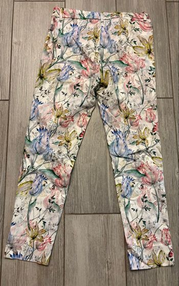 Pantalon H&M Slim Fleuri Tulipes - Taille 38 (M) - Fermeture Invisible Côté