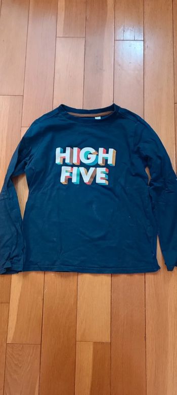 T-shirt manches longues bleu marine high five Okaïdi 10 ans