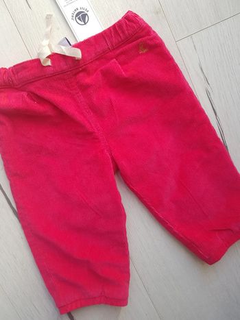 Pantalon velours côtelé chaud petit bateau rose 12mois neuf