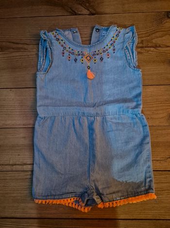 Combi short en jean pour bébé fille