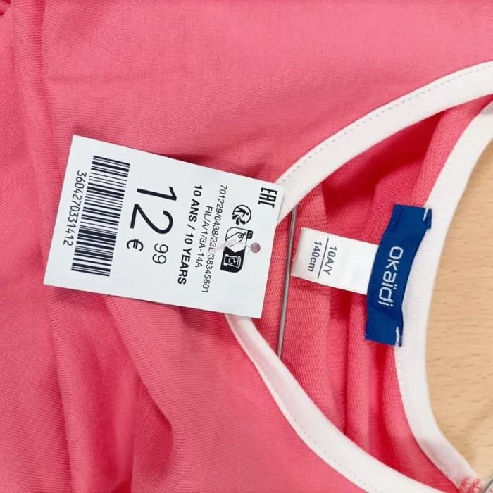 Robe rose corail fille Okaïdi 10 ans – taille 140 cm, cordon à la taille A1096 - photo numéro 11