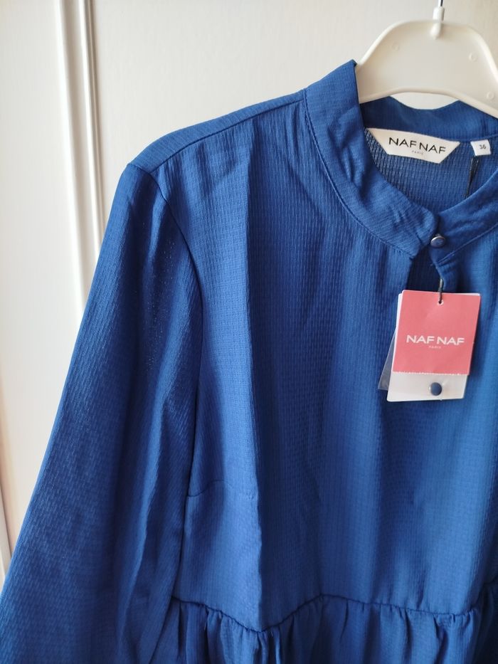 Robe tunique blouse fluide manches longues femme bleu roi bleu intense (Naf Naf) - photo numéro 7