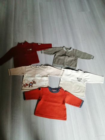 Lot de 3 sweats et 2 gilets zippés 12 mois