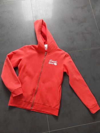 Gilet zippé à capuche fille 12 ans rouge tropical spirit
