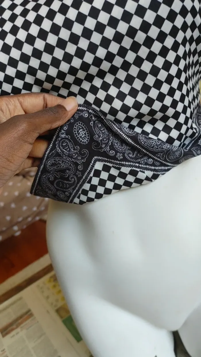 Top foulard à nouer dans le dos damier - photo numéro 8