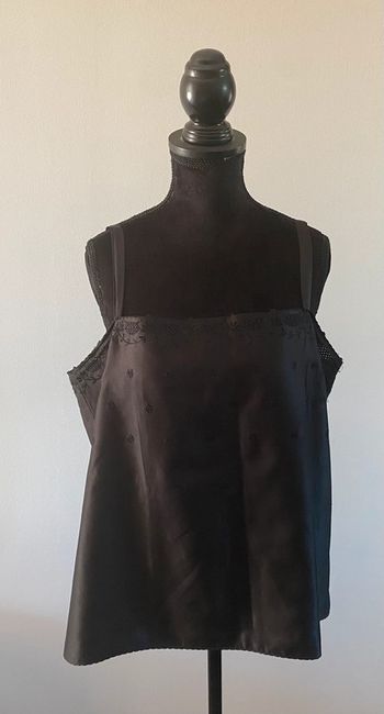 Top Caraco vintage noir avec broderies Créations Valdaran made in France taille M / L
