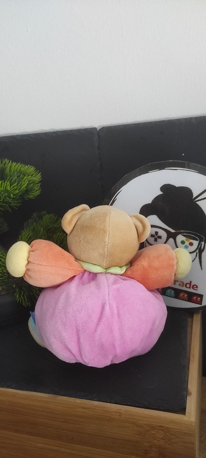 Doudou Ours patapouf rose orange bleu abeille kaloo boule peluche DD003092 - photo numéro 2