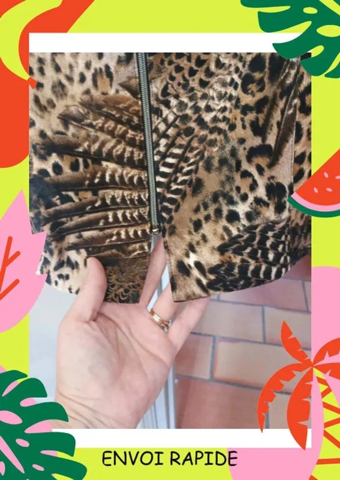 Veste blazer, motif léopard, plume ect taille L - photo numéro 2