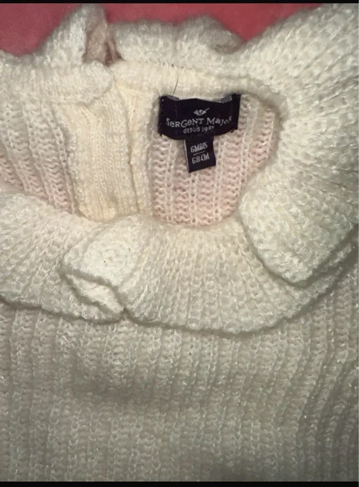 Pull maille chaude tortue col Claudine crème ivoire Sergent Major - photo numéro 3
