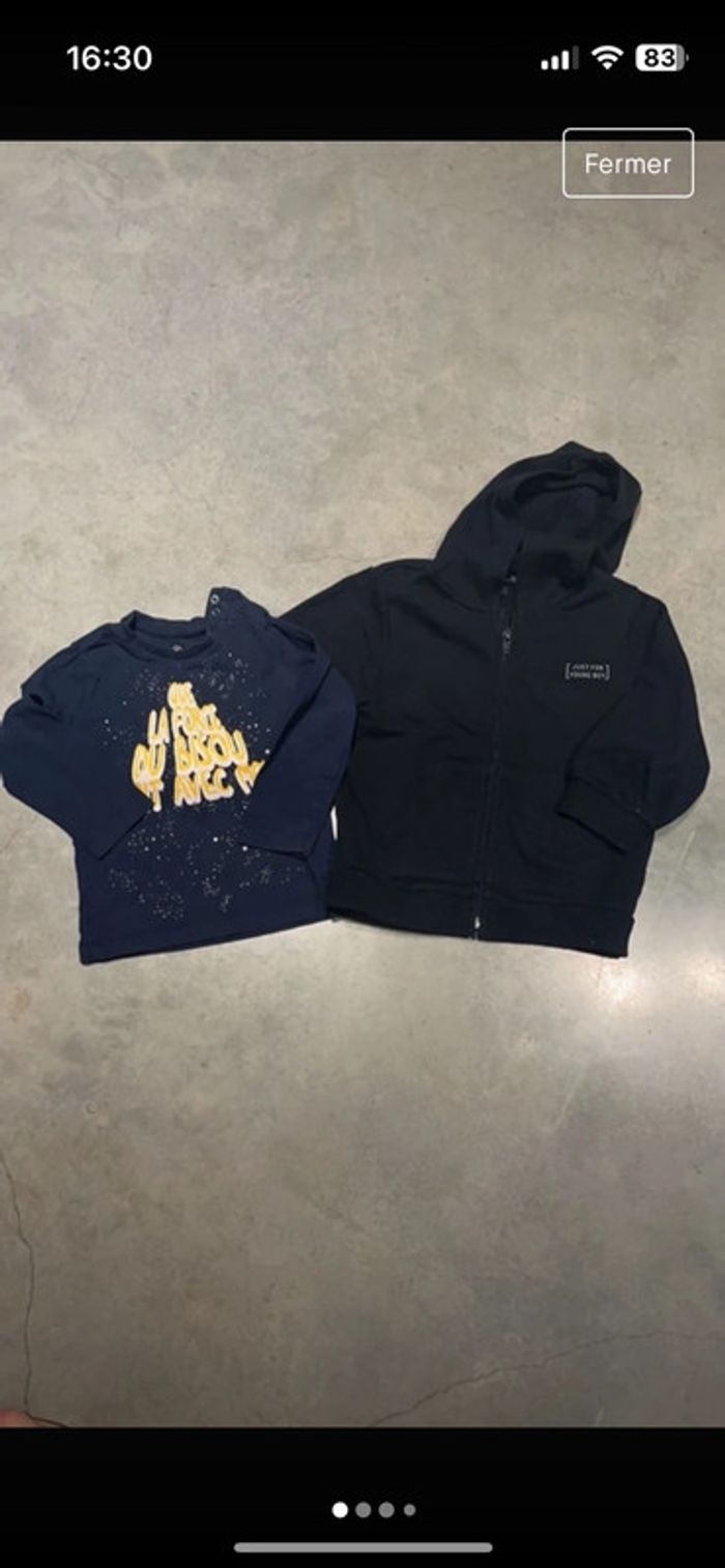 Lot de deux hauts grain de blé garçon 2 ans