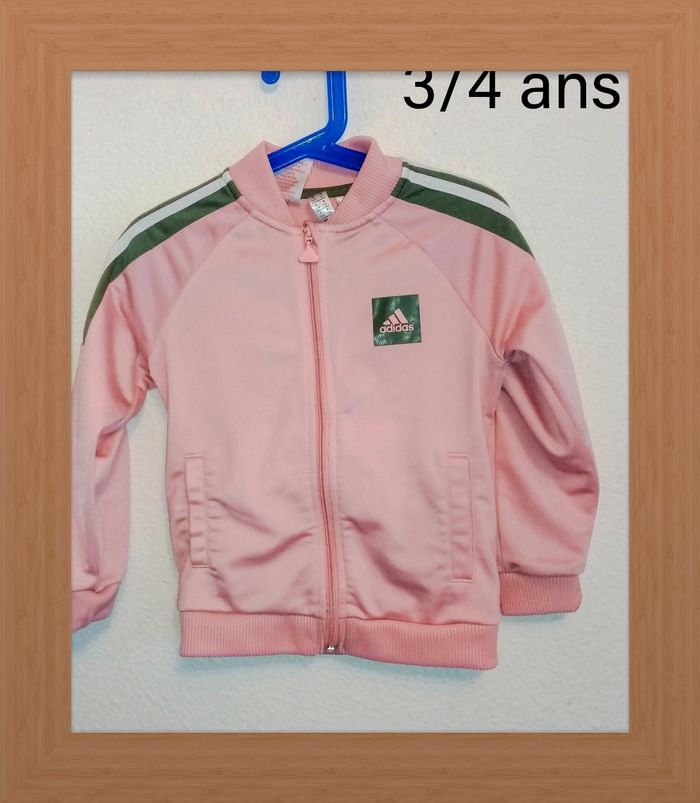 3/4 ans Adidas veste zippé rose et gris toutes saisons /Excellent état - photo numéro 15