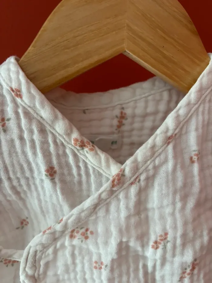 Ensemble gaze de coton blanc vertbaudet taille 3 mois - photo numéro 4