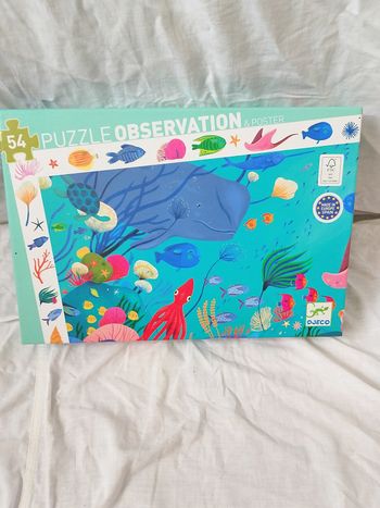 Puzzle observation & poster Djeco aquatique 54 pièces