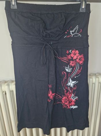 Robe bustier noire sans bretelles EMP fleurs