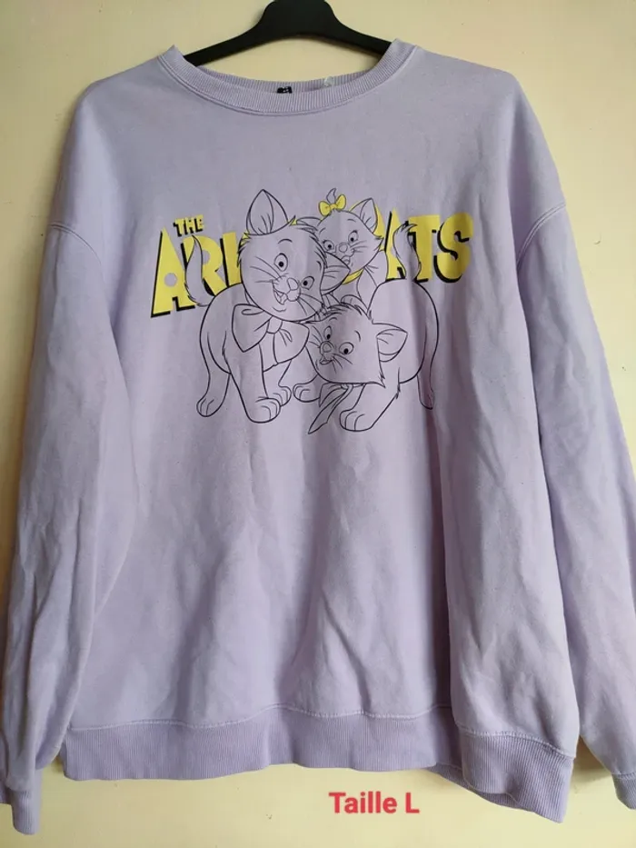 Sweat lila/violet clair oversize Aristochats taille L femme hm