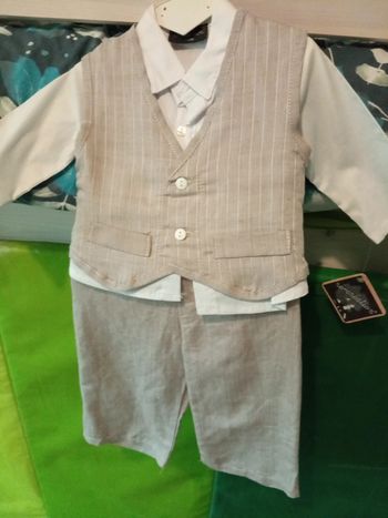 Ensemble costume garçon 9 mois chemise+boléro+pantalon neuf avec étiquette