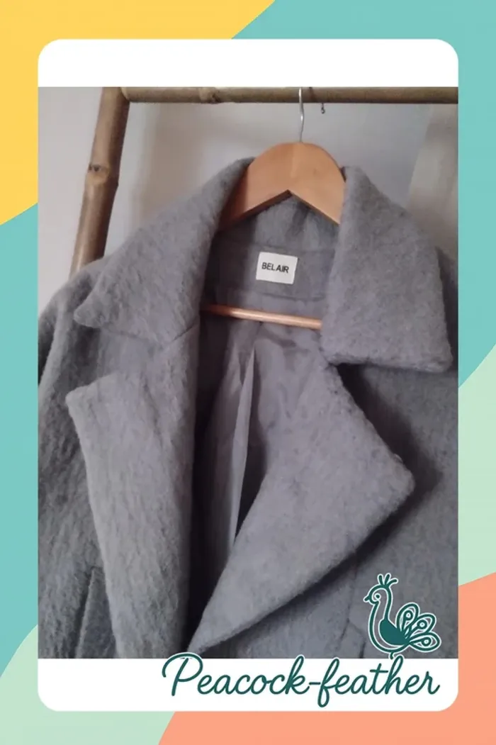 Manteau gris laine bouillie TU - photo numéro 5