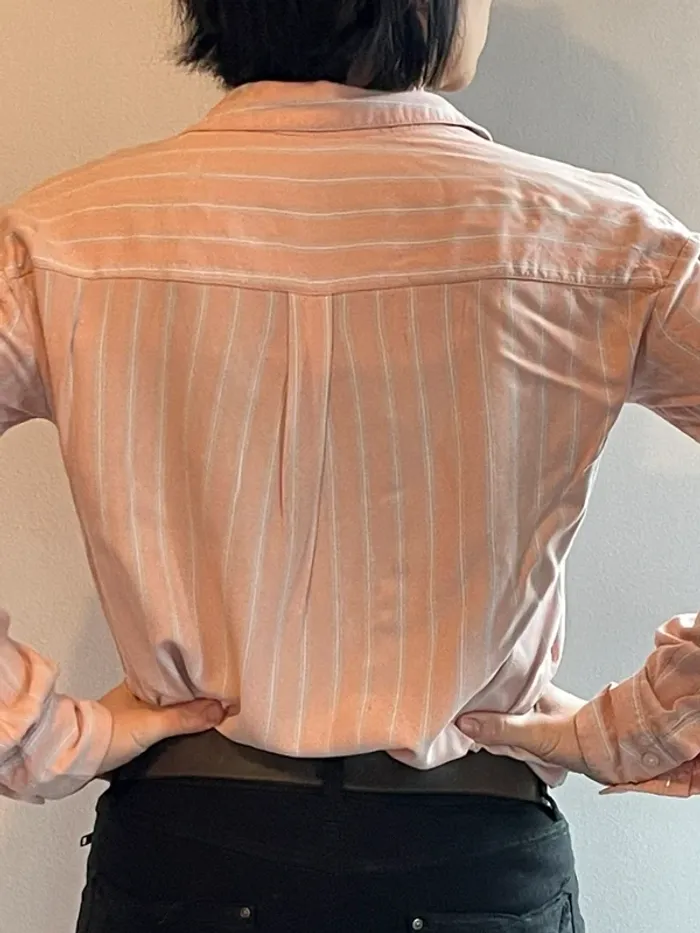 Chemise blouse rose poudré et rayée - photo numéro 2