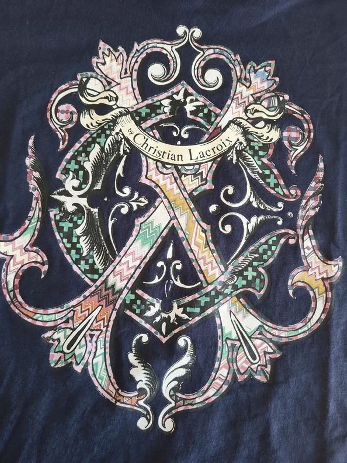 T shirt marine col V neuf taille S Christian Lacroix CXL - photo numéro 5