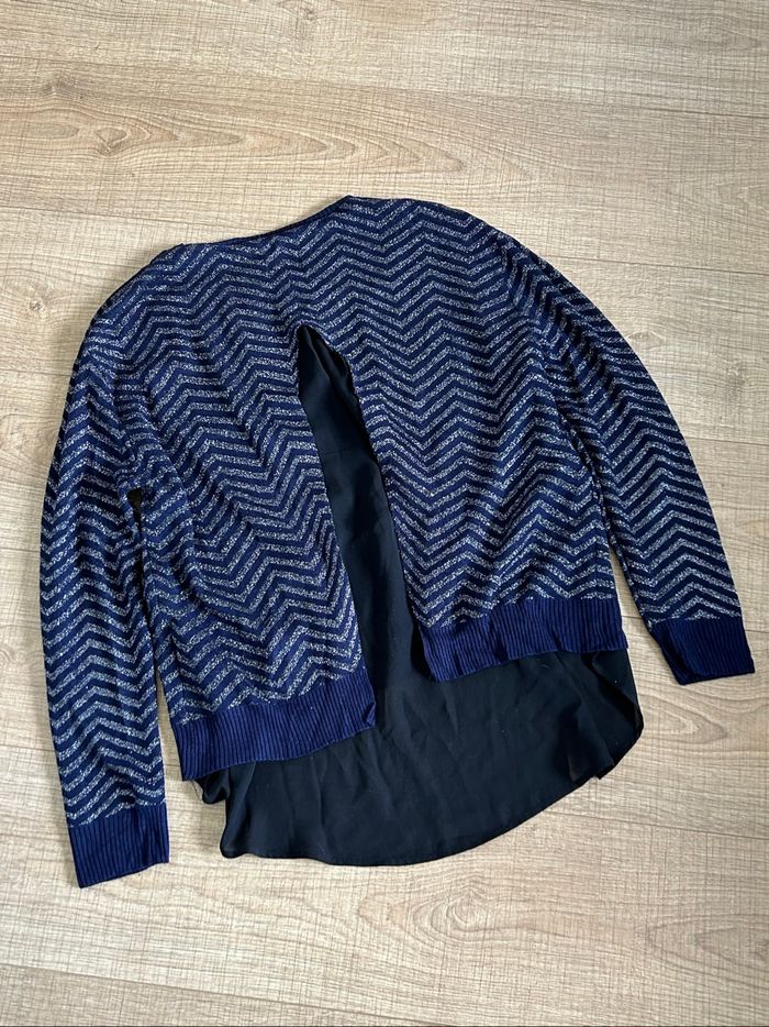 Pull bleu marine et argenté Le Temps des Cerises taille M jamais porté - photo numéro 8