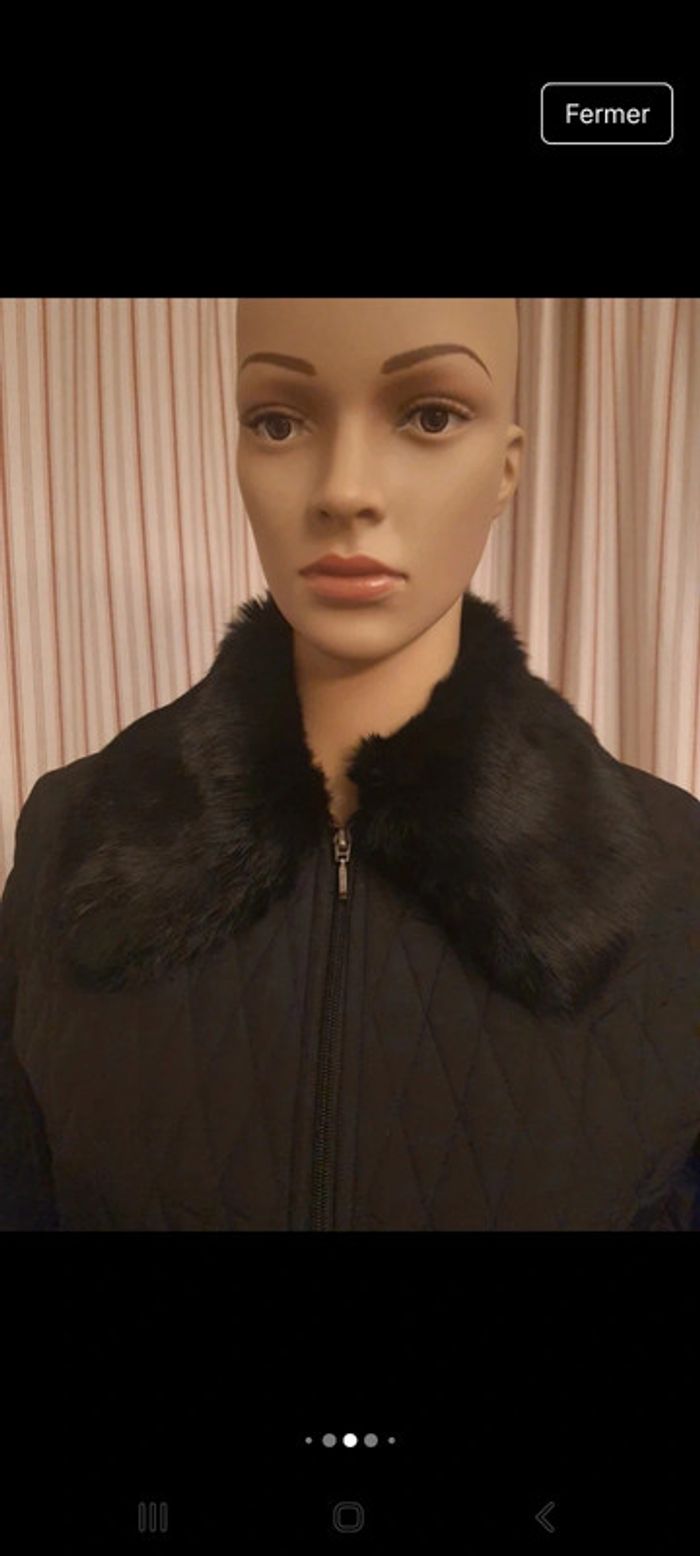 Veste Matelassé Stefanel noire fr 38 col fourrure - photo numéro 7