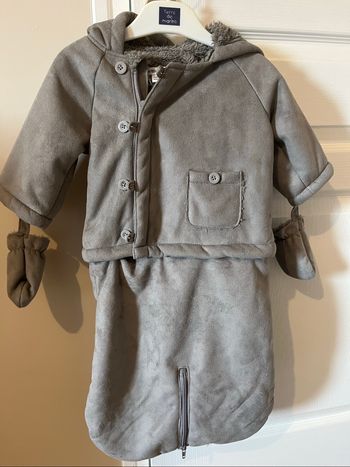 Combinaison manteau hiver gris daim- mixte Vertbaudet 6-9mois