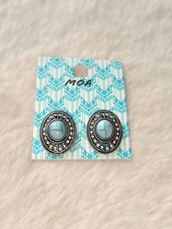 Clou d'oreille- Argenté Turquoise 🩵Moa