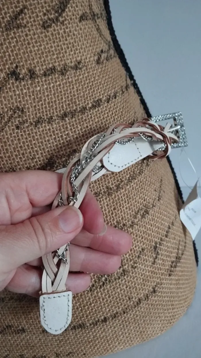 Ceinture fine beige chaînette 95 cm femme - photo numéro 11