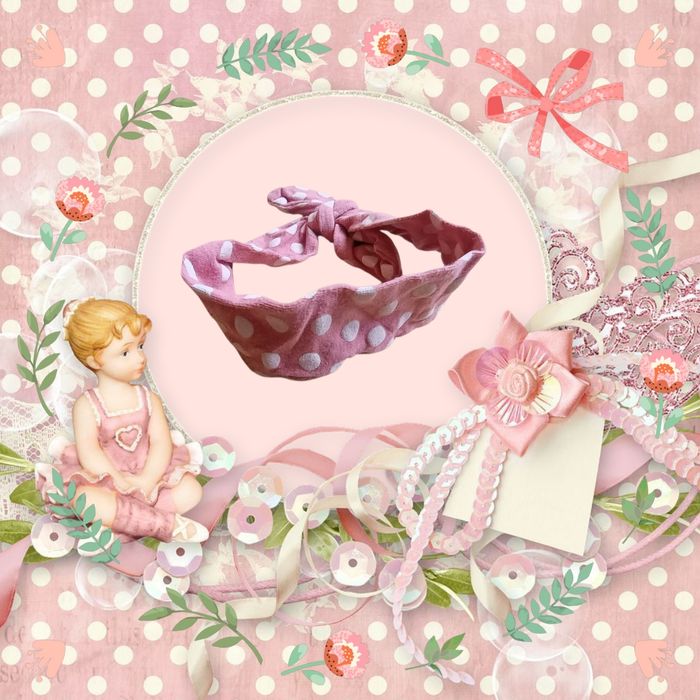 Un bandeau/turban pour bébé  fille, motif à pois irrésistible. - photo numéro 2