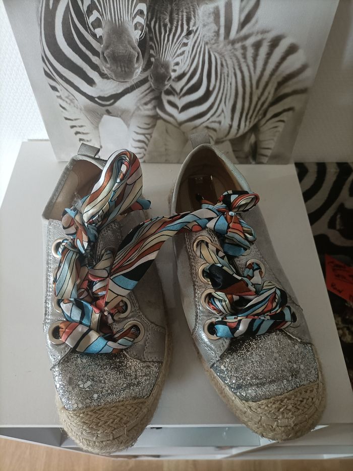 Chaussures espadrilles gris argenté paillettes - photo numéro 5