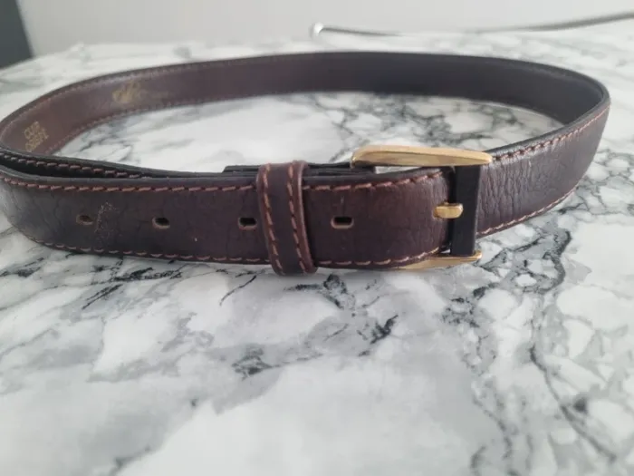 Ceinture en cuir marron et dore vintage - photo numéro 17