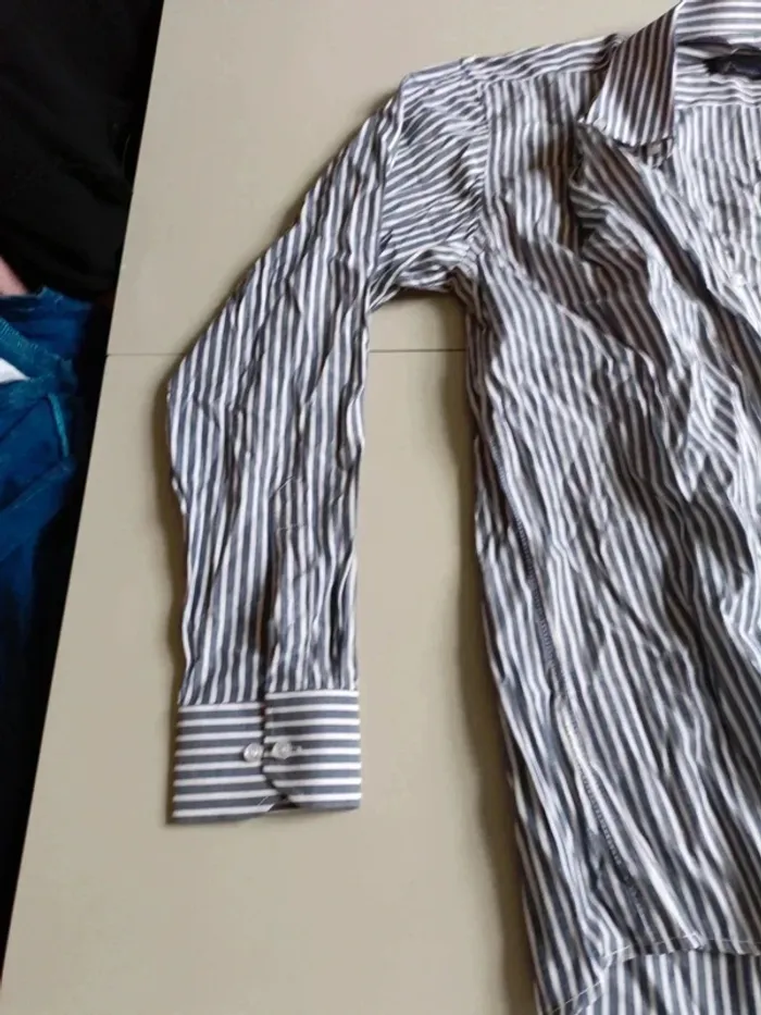 Chemise rayé gris et blanc emporio fashion taille l - photo numéro 10