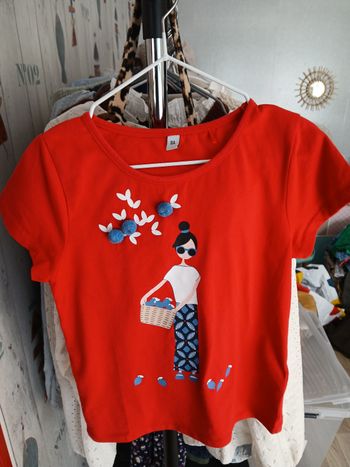 T-shirts fille rouge a motifs