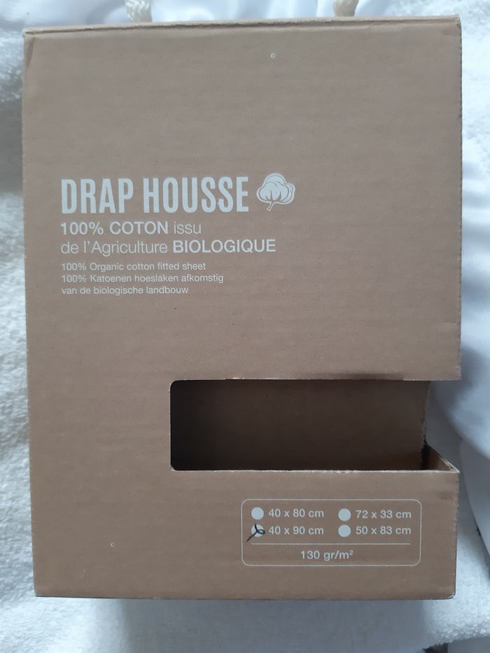 lot de 2 draps housse berceau 40 × 90 coton bio Kadolis - photo numéro 2