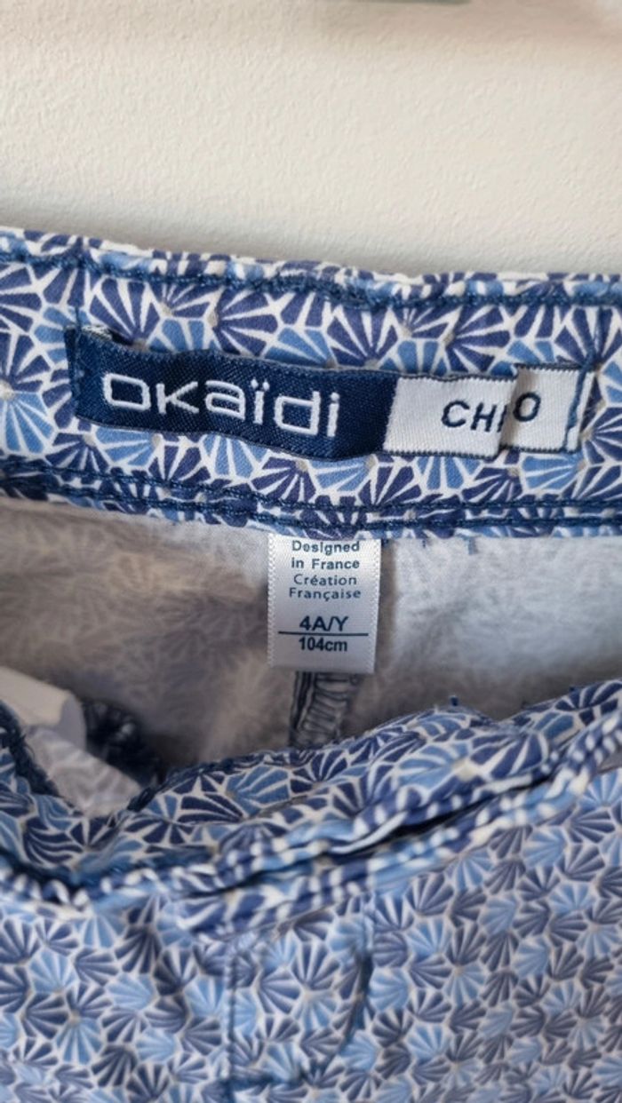 Short bleu okaidi chino taille 4ans neuf ceinture ajustable - photo numéro 8