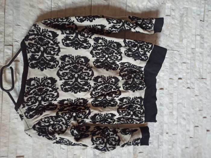 Veste Pull Gilet Zippé Femme Noir et Crème Femme Taille S - photo numéro 3