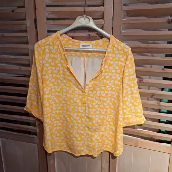 Joli haut jaune et blanc femme TU , Banditas