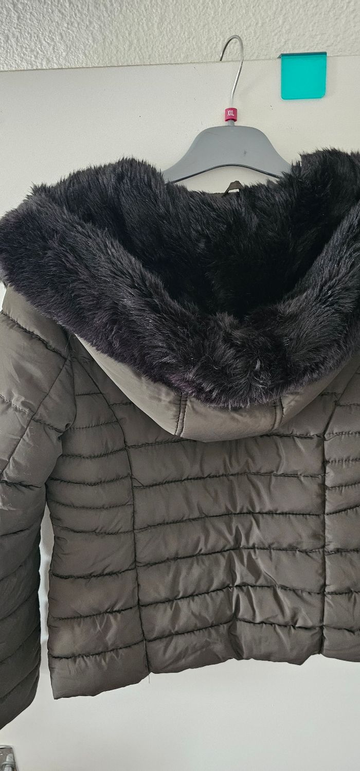 Parka  marron capuche fausse fourrure douce Jaune Rouge M .38 - photo numéro 5