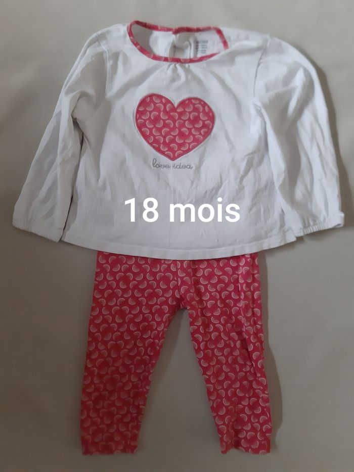 pyjama léger coton 2 pièces fille - cœur, fruits - obaïbi - 18 mois