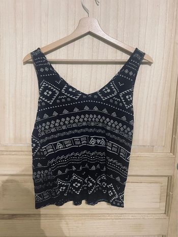 Débardeur fluide noir motifs aztèques blancs taille S