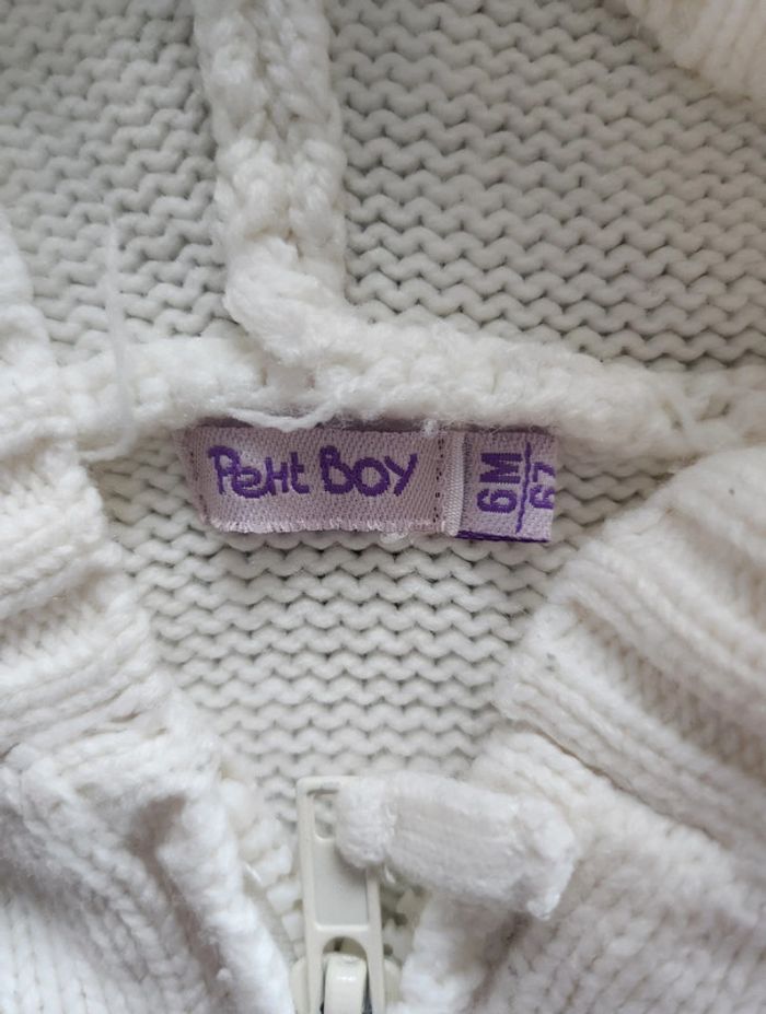 Veste gilet zippé blanc fille 6 mois - photo numéro 3