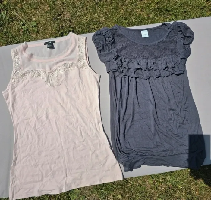 Lot de 2 tops débardeurs tee shirt taille s camaieu h&m dentelle