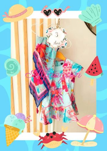 Ensemble robe foulard catimini monde marin 3ans