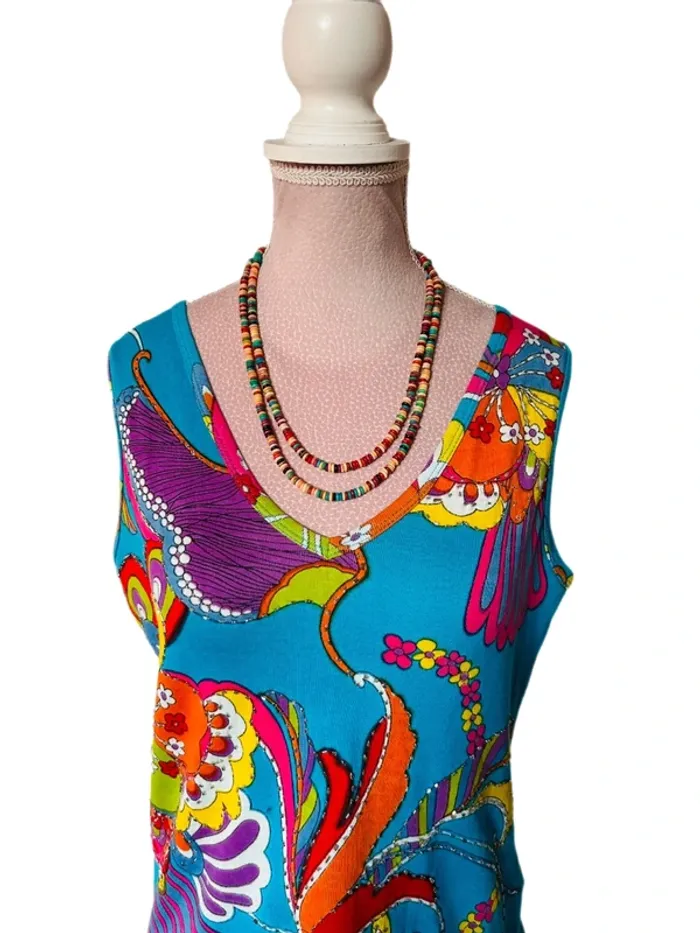 🌴🌺Débardeur coloré tropical neuf avec étiquette Palme S/M Summer holiday vibes tank top🌺🌴 - photo numéro 6