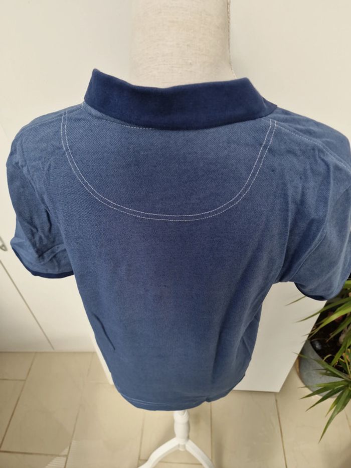 T-Shirt Polo Bleu Marine Effet Jeans - photo numéro 6