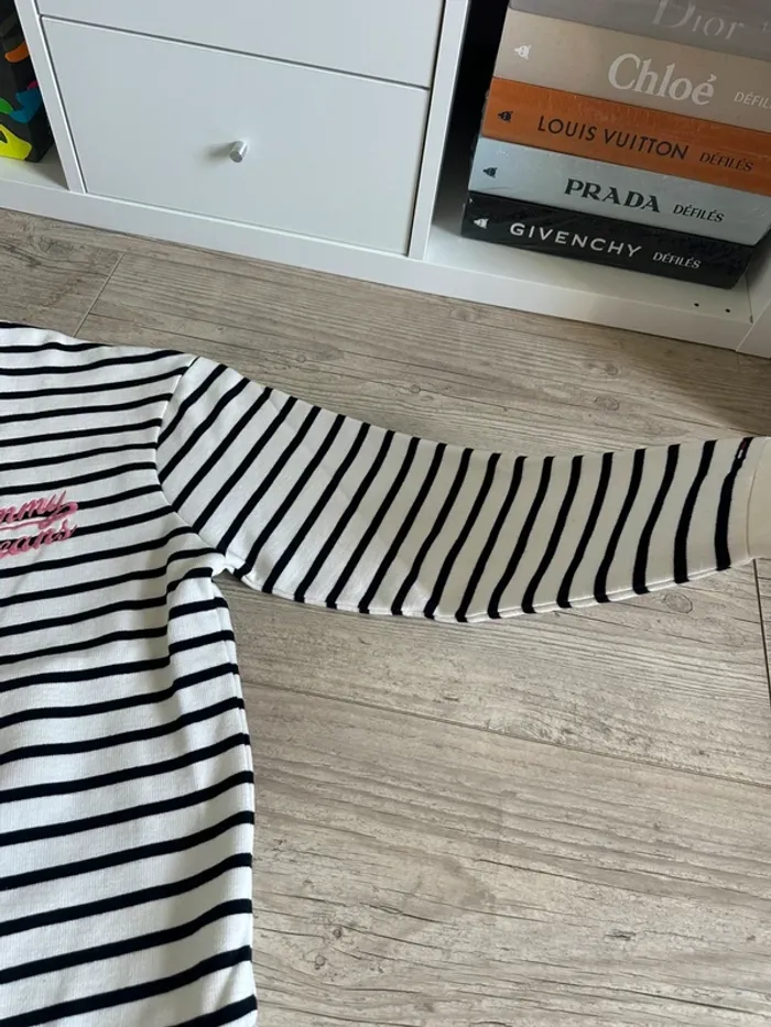 Sweat sans capuche oversize rayé noir marinière tommy jeans XS - photo numéro 6